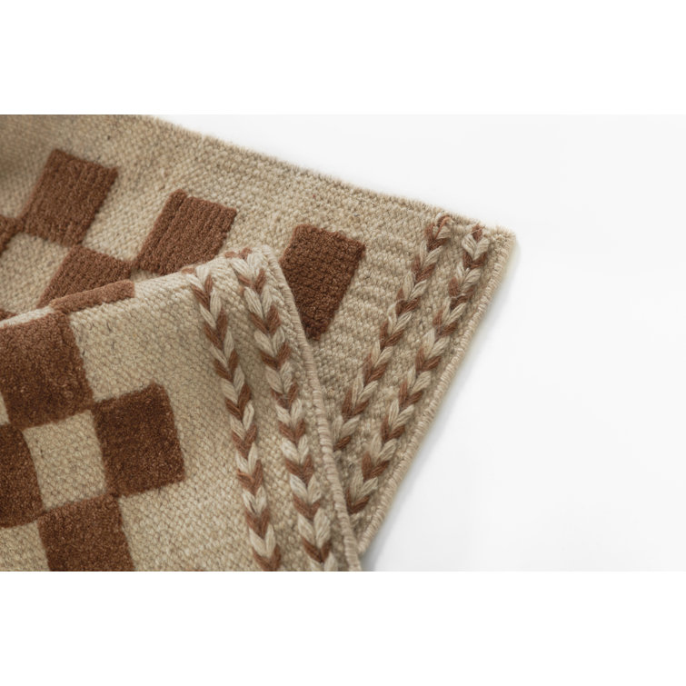 Azle Brown and Beige Handwoven Wool Rug