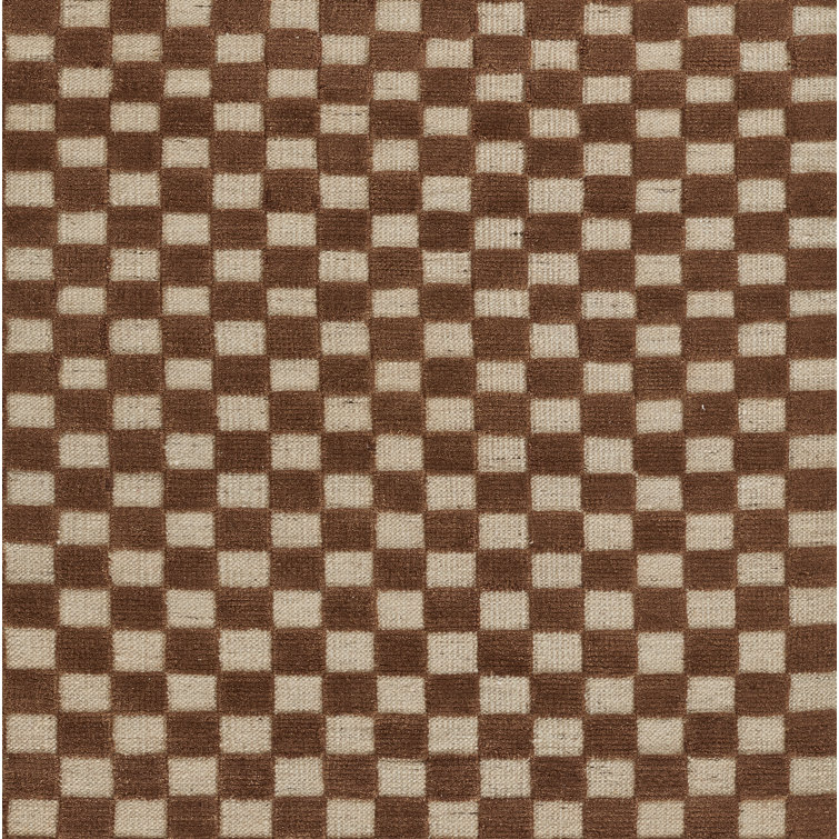 Azle Brown and Beige Wool Geometric Rectangular Rug 9' x 12'