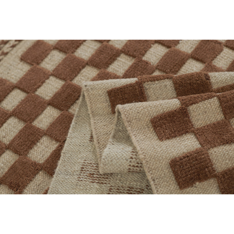 Azle Brown and Beige Handwoven Wool Rug