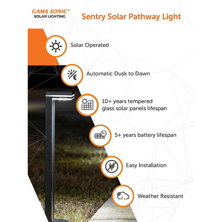 Sentry Black Solar LED Pathway Light with Dusk to Dawn, 2 Pack