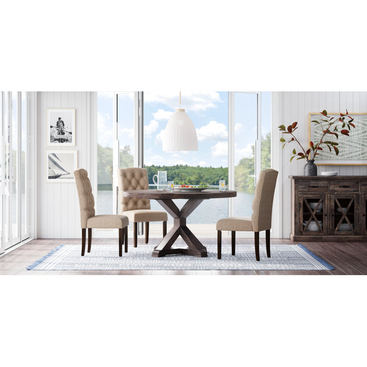 Newberry Rustic Gray Upholstered Parsons Side Chair with Salvaged Wood Legs