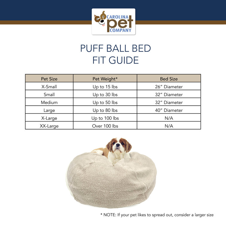 X-Large Beige Sherpa Puff Ball Dog Bed