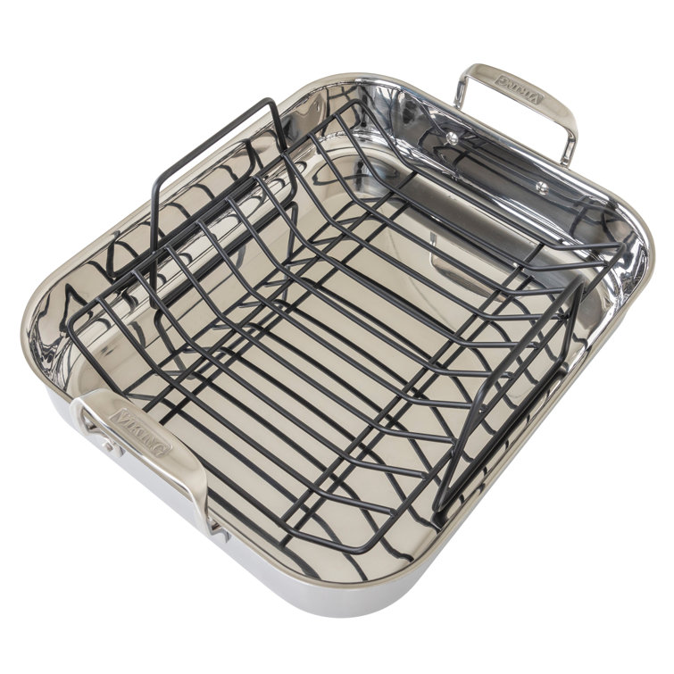 Stainless Steel Roasting Pan with Rack and Thermometer