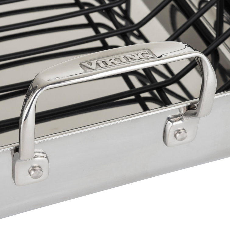 Stainless Steel Roasting Pan with Rack and Thermometer