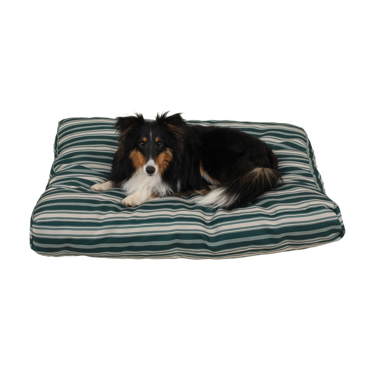 Small Green Striped Polyester Outdoor Pet Bed