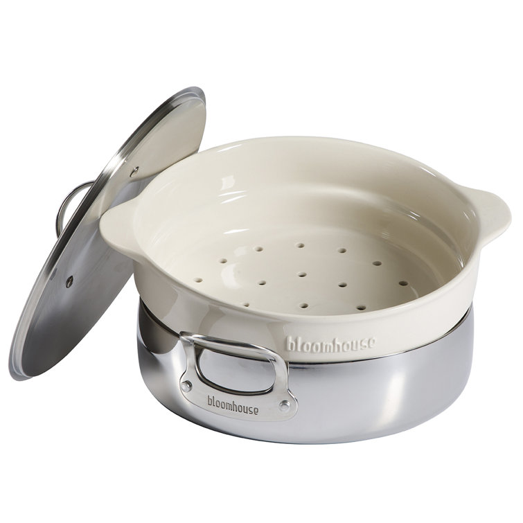 6-Quart Stainless Steel Steamer Pot with Ceramic Insert