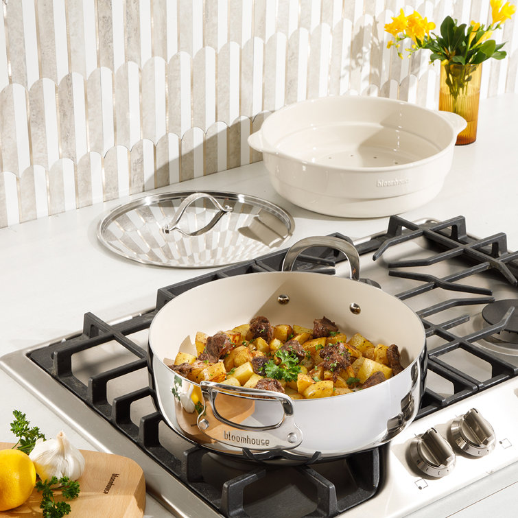 6-Quart Stainless Steel Steamer Pot with Ceramic Insert