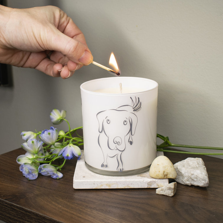 Fresh Rain Scented Soy Jar Candle with Dog Design