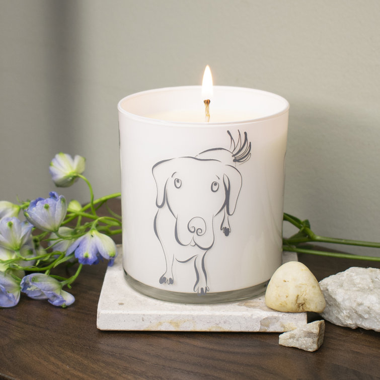 Fresh Rain Scented Soy Jar Candle with Dog Design