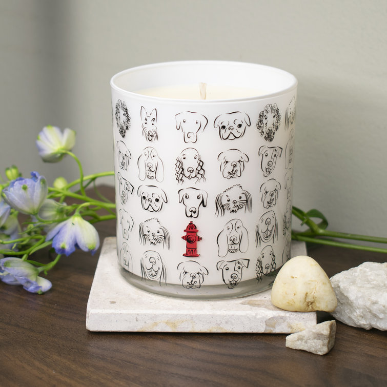 Fresh Rain Scented Soy Jar Candle with Dog Design