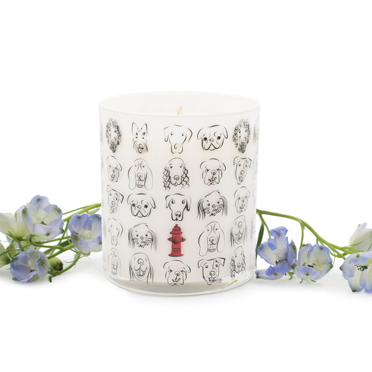 Fresh Rain Scented Soy Jar Candle with Dog Design