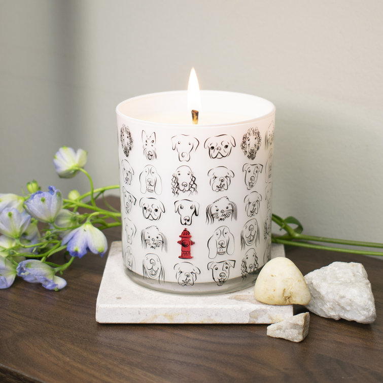 Fresh Rain Scented Soy Jar Candle with Dog Design
