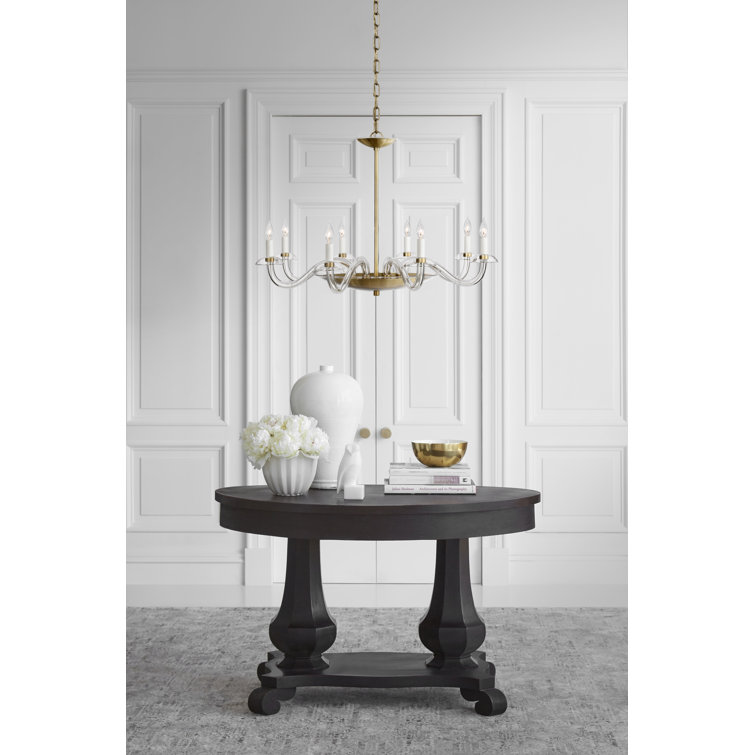 Antique Brass and Crystal 8-Light Chandelier