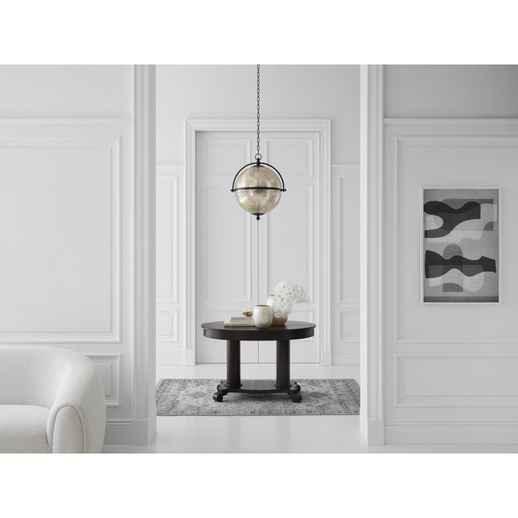 Gilded Iron and Mercury Glass Globe Pendant Light