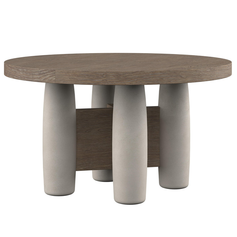 Casa Paros 54" Transitional Extendable Round Dining Table in Brown/Gray