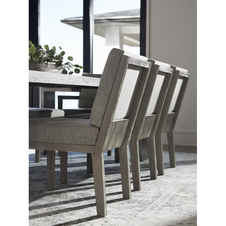 Gray Linen Upholstered Parsons Side Chair with Wood Frame