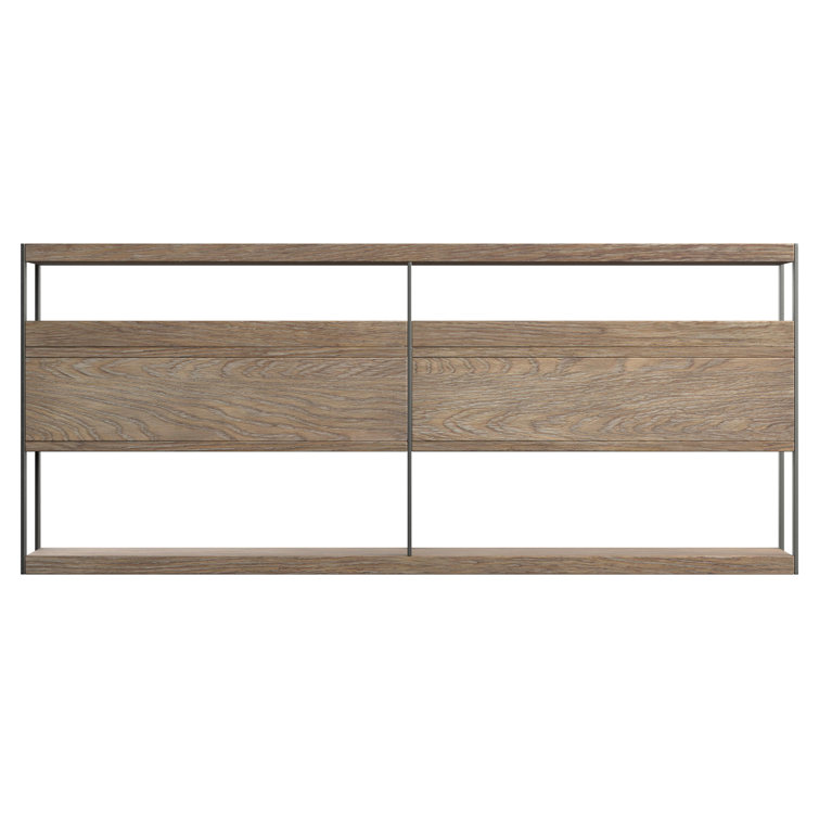 Brown Solid Wood and Metal Console Table with Storage