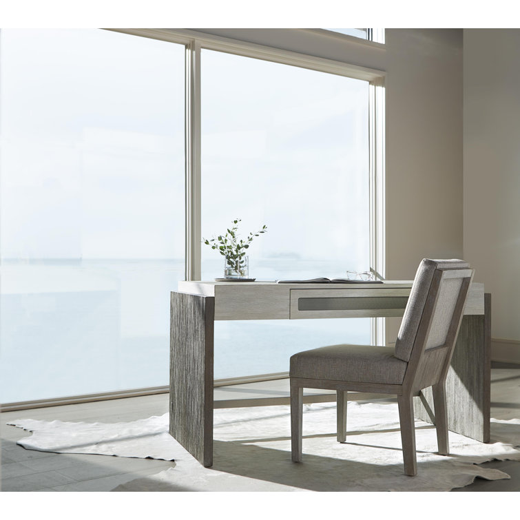 Gray Linen Upholstered Parsons Side Chair with Wood Frame