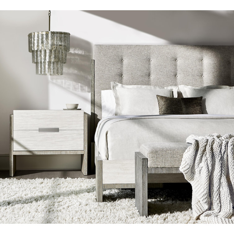 34" Two-Tone Brown and White Solid Wood Nightstand