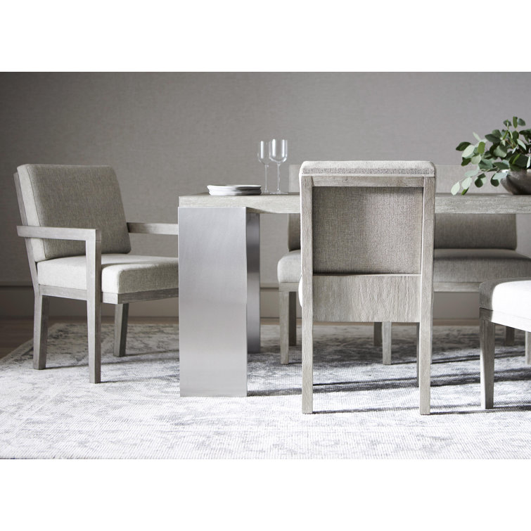 Gray Linen Upholstered Parsons Side Chair with Wood Frame