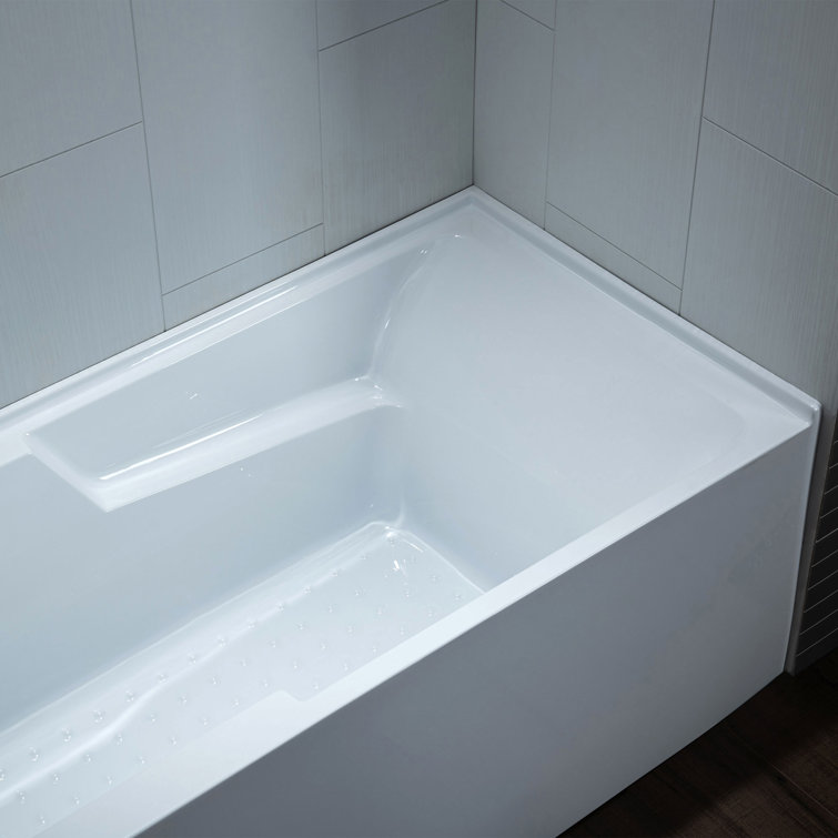 Flint 60'' x 30'' White Acrylic Alcove Soaking Bathtub