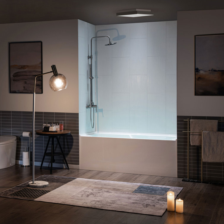 Flint 60'' x 30'' White Acrylic Alcove Soaking Bathtub