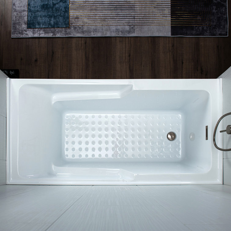 Flint 60'' x 30'' White Acrylic Alcove Soaking Bathtub