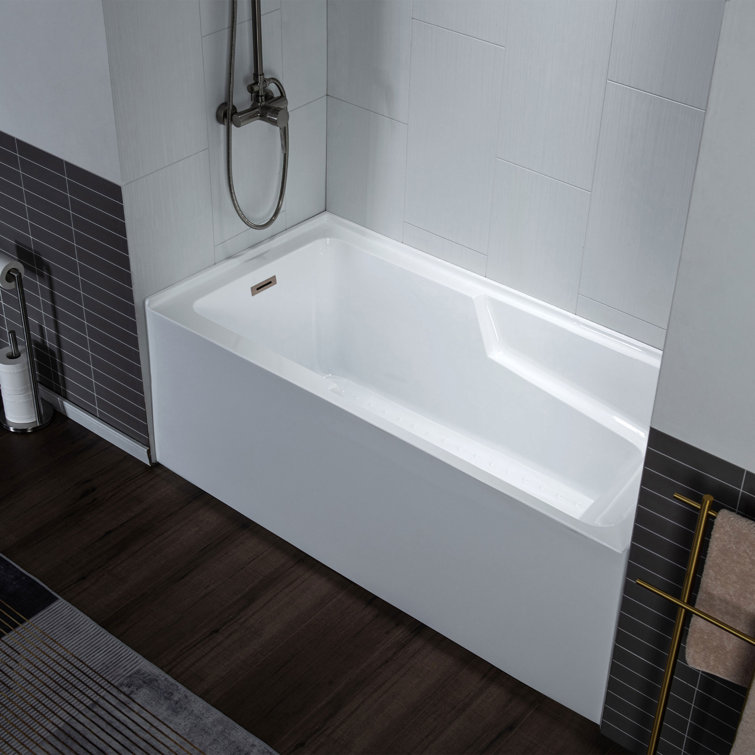 Flint 60'' x 30'' White Acrylic Alcove Soaking Bathtub