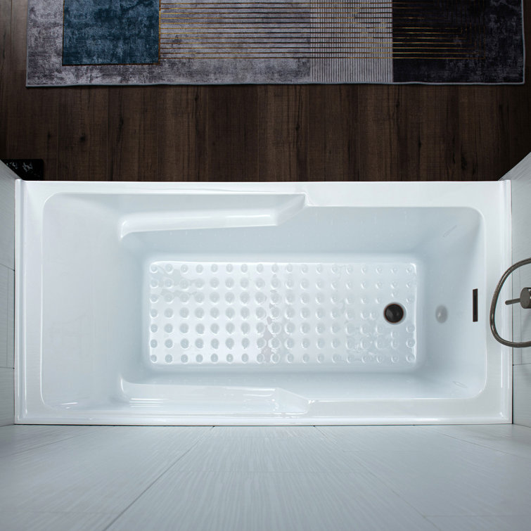 Flint 60'' x 30'' White Acrylic Alcove Soaking Bathtub