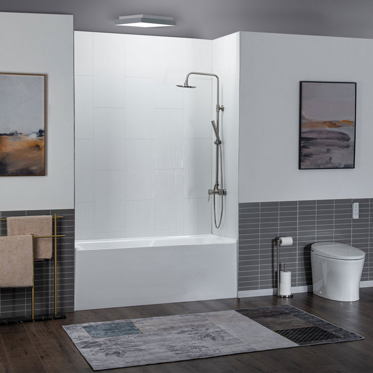 Vine 60'' x 30'' White Acrylic Alcove Soaking Bathtub