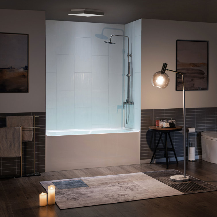 Flint 60'' x 30'' White Acrylic Alcove Soaking Bathtub