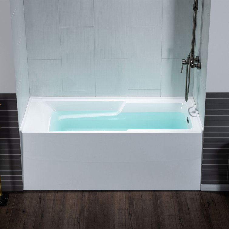 Vine 60'' White Acrylic Alcove Soaking Bathtub