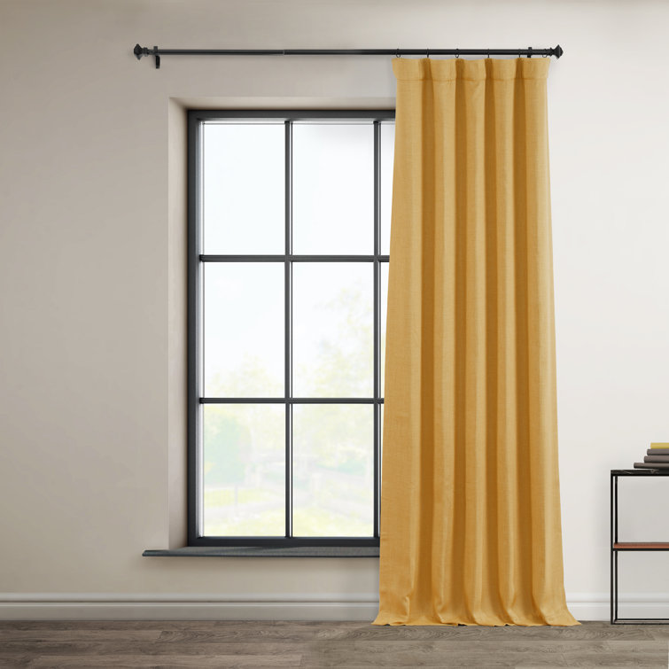 Dandelion Gold Faux Linen Blackout Curtain Panel, 100" x 84"