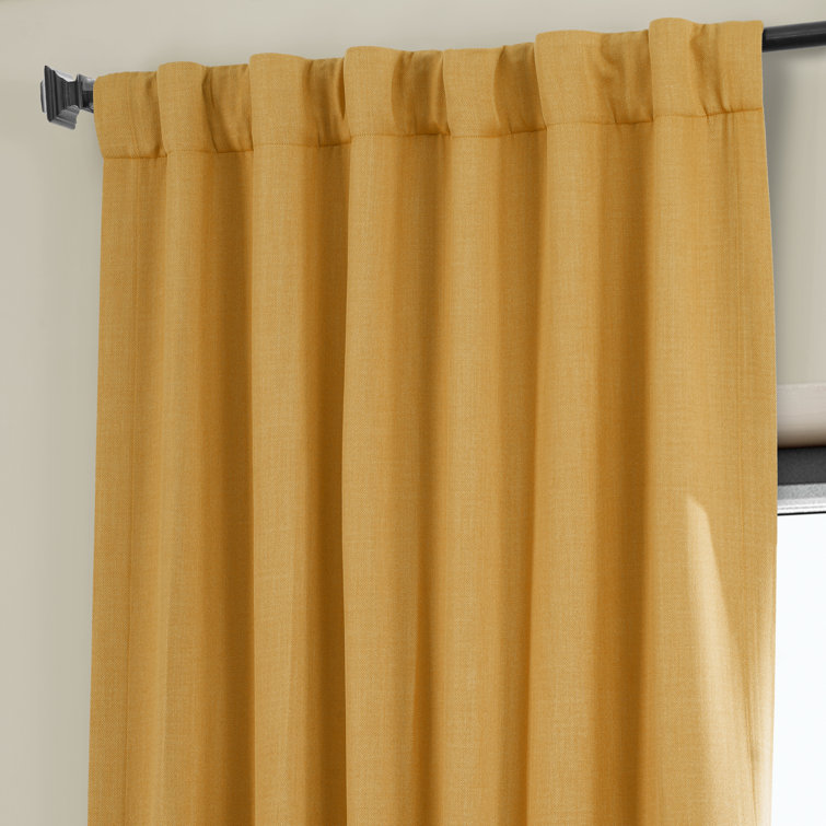 Dandelion Gold Faux Linen Blackout Curtain Panel, 100" x 84"
