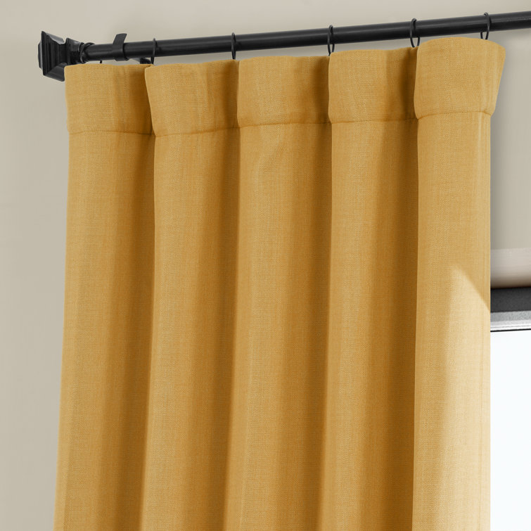 Dandelion Gold Faux Linen Blackout Curtain Panel, 100" x 84"
