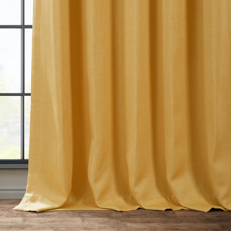 Dandelion Gold Faux Linen Blackout Curtain Panel, 100" x 84"