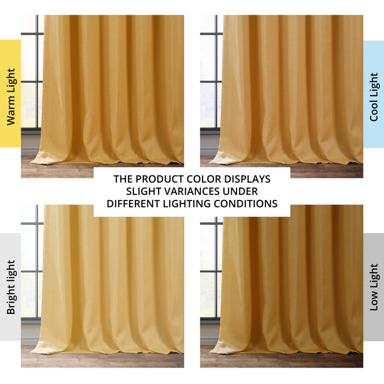 Dandelion Gold Faux Linen Blackout Curtain Panel, 100" x 84"
