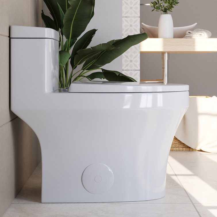 White Elongated One-Piece Dual Flush High Efficiency Toilet