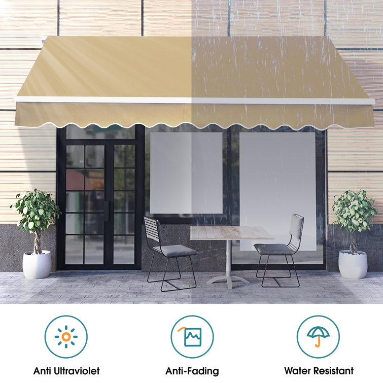 Beige Polyester Water-Resistant Patio Awning Fabric Replacement