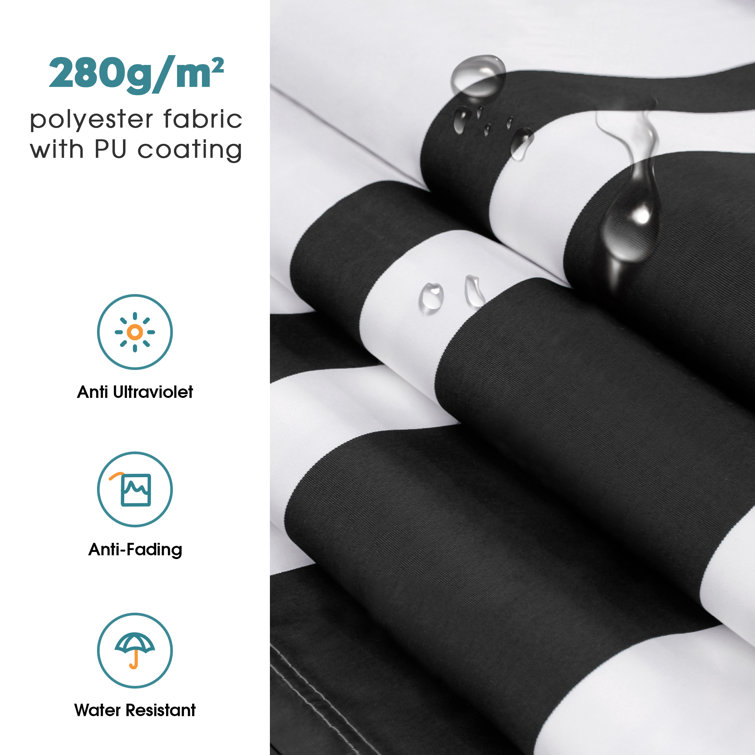 White and Black Striped Polyester Patio Awning Fabric Replacement