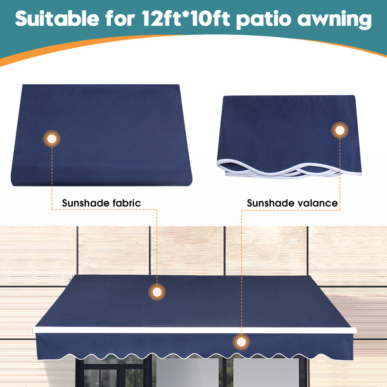 12'x10' Dark Blue Polyester Patio Awning Fabric Replacement
