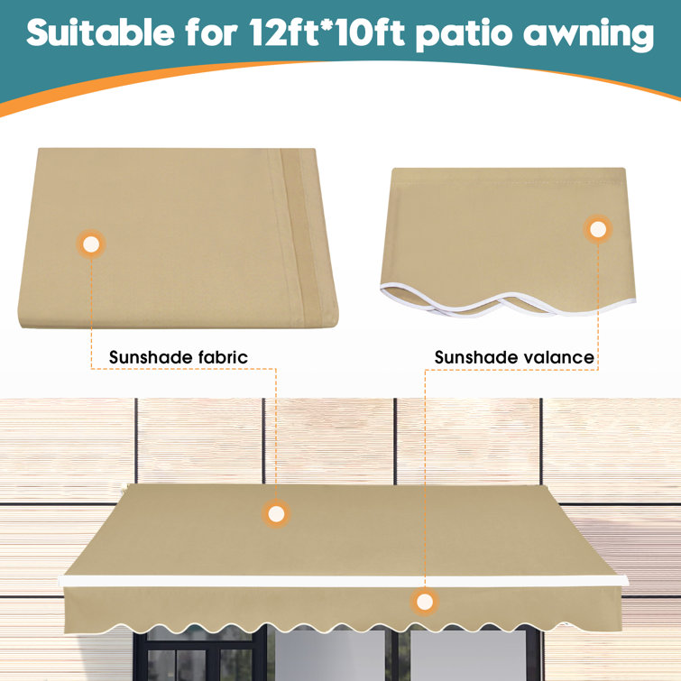 Beige Polyester Water-Resistant Patio Awning Fabric Replacement