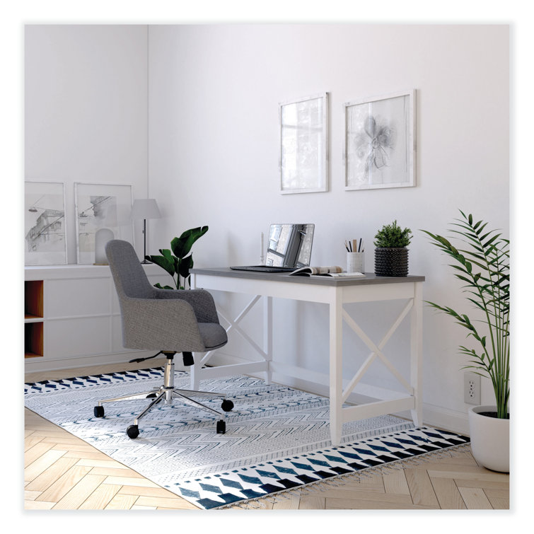 Gray Fabric Mid-Century Modern Task Chair with Chrome Base