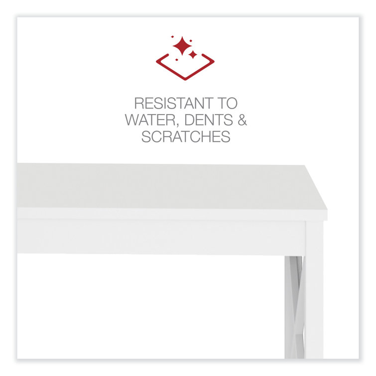 White L-Shaped Executive Corner Desk with Wood Top
