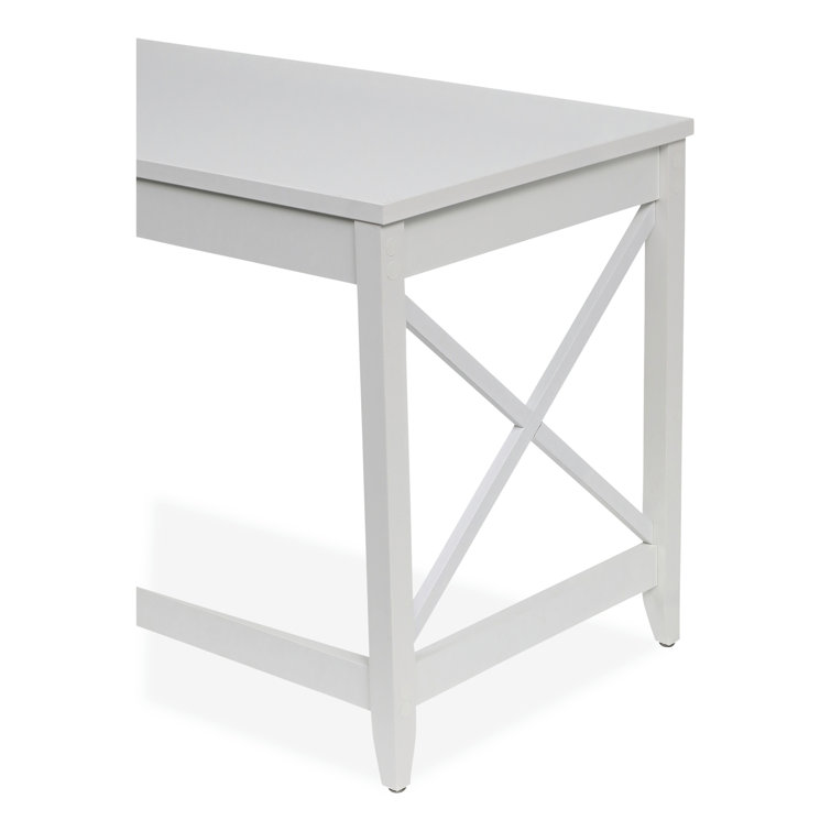 White L-Shaped Executive Corner Desk with Wood Top