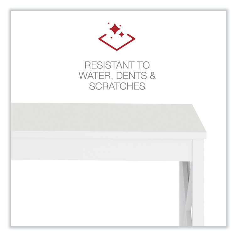 Farmhouse White Laminate Wood Writing Desk with X Accents