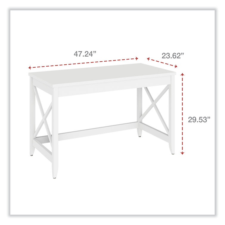 Farmhouse White Laminate Wood Writing Desk with X Accents