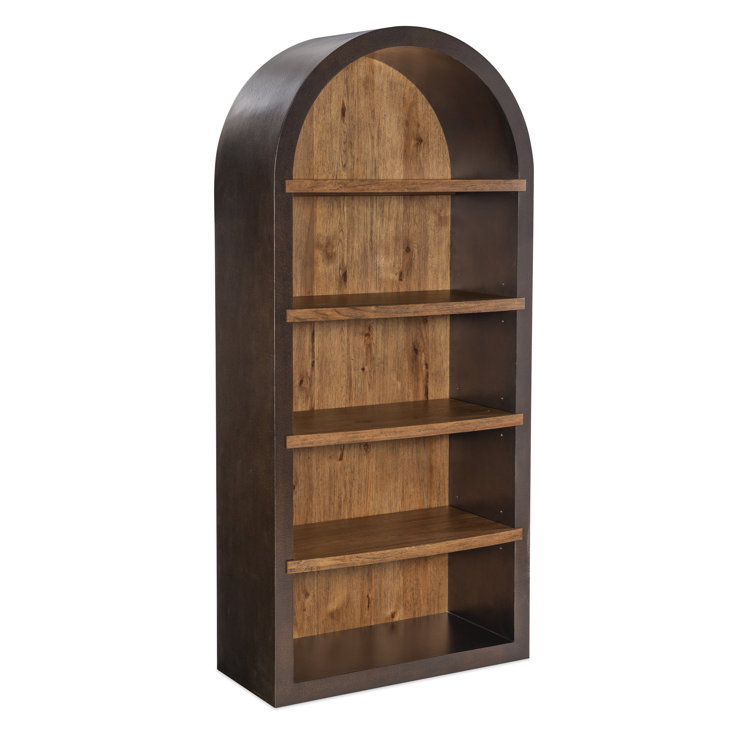 Rustic Brown Adjustable Wood Bookcase with Arch Design