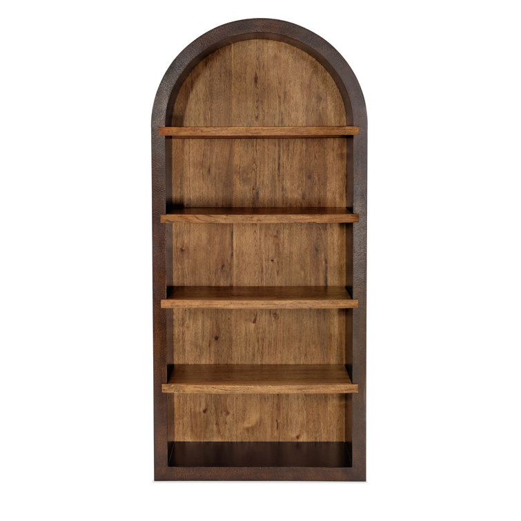 Rustic Brown Adjustable Wood Bookcase with Arch Design