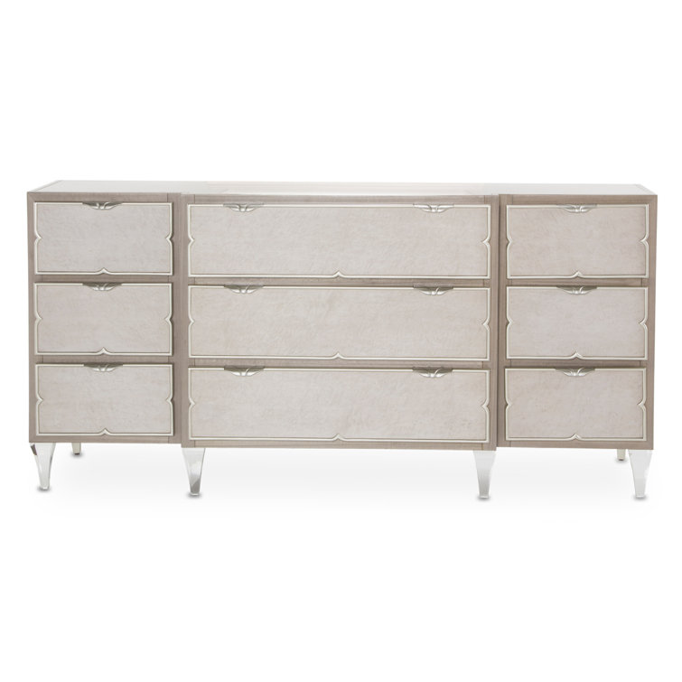 Camden Court Cream 9-Drawer Dresser with Cultured Marble Top